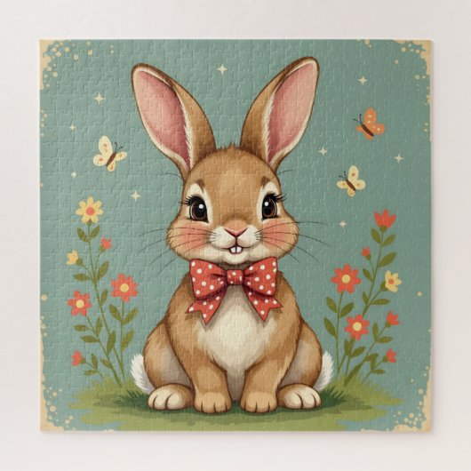 Schattig bruin konijn met vlinderdas legpuzzel (Verticaal)
