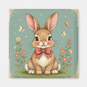 Schattig bruin konijn met vlinderdas magneet (Voorkant)