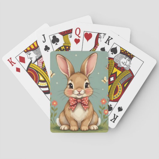 Schattig bruin konijn met vlinderdas pokerkaarten (Achterkant)