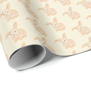 Schattig bruin konijn - transparant op beige. cadeaupapier
