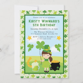 Schattig bruin meisje St. Patrick's kinderverjaard Kaart