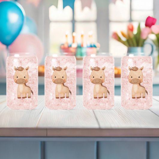 Schattig Bruin Paard Blikvorm Glas (Insitu (Baby Shower))