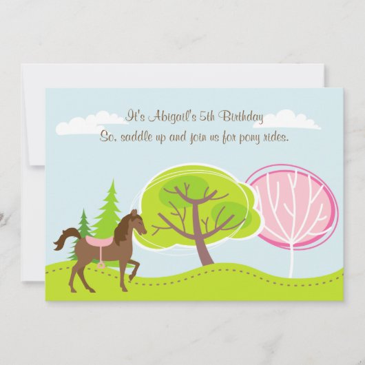 Schattig bruin paard en bomen Ponyritten Verjaarda Kaart (Voorkant)