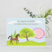 Schattig bruin paard en bomen Ponyritten Verjaarda Kaart (Staand voorkant)