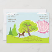 Schattig bruin paard en bomen Ponyritten Verjaarda Kaart (Achterkant)