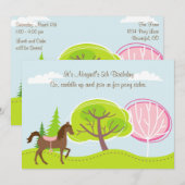 Schattig bruin paard en bomen Ponyritten Verjaarda Kaart (Voorkant / Achterkant)