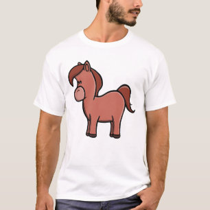 Schattig Bruin Paard Kawaii Pony Cartoon T-shirt