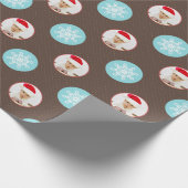 schattig bruin sneeuwvlokken fotopapier cadeaupapier (Hoek)