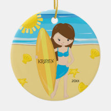 Schattig Bruin Surfermeisje Gepersonaliseerde Kers