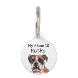 Schattig Bruin & Wit grappig Boxer Dog Waterverf K Huisdierpenning