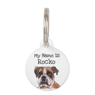 Schattig Bruin & Wit grappig Boxer Dog Waterverf K Huisdierpenning
