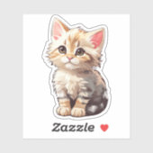 Schattig Bruine Kawaii Kitten Sticker (Vel)