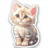 Schattig Bruine Kawaii Kitten Sticker (Voorkant)