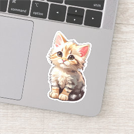 Schattig Bruine Kawaii Kitten Sticker