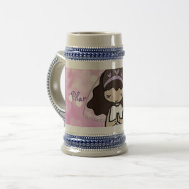 Schattig brunette meisjesnaam van de Heilige Commu Bierpul