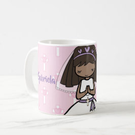 Schattig brunette meisjesnaam van de Heilige Commu Koffiemok
