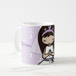 Schattig brunette meisjesnaam van de Heilige Commu Koffiemok