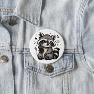 Schattig brutale wasbeer met een grote mond ronde button 7,6 cm