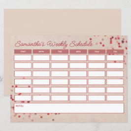 Schattig Budget Girly Pink Stars Wekelijks Klasse