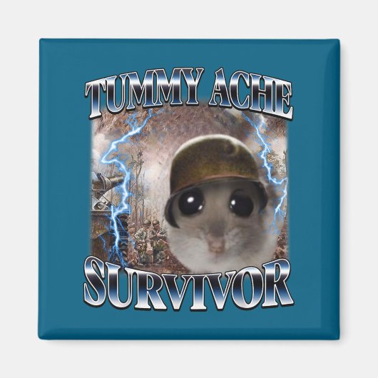 Schattig Buikpijn Overlevende Hamster Meme Magneet (Voorkant)