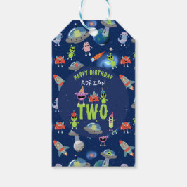 Schattig Buitenaards Monster Ruimte Kinderen Verja Cadeaulabel
