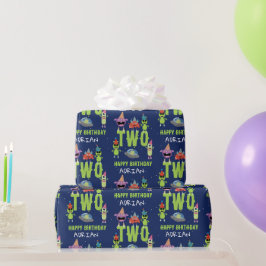Schattig Buitenaards Monster Ruimte Kinderen Verja Cadeaupapier