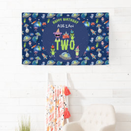 Schattig Buitenaards Monster Ruimte Kinderen Verja Spandoek
