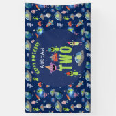 Schattig Buitenaards Monster Ruimte Kinderen Verja Spandoek (Verticaal)