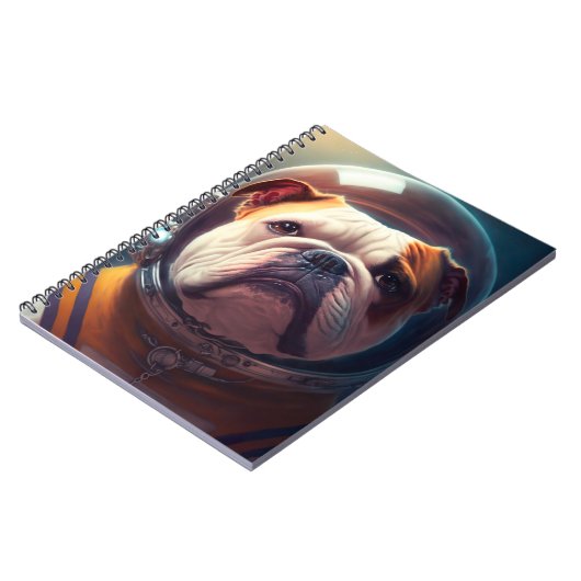 Schattig Bulldog Astronaut Notitieboek (Linkerzijde)