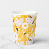 Schattig Bumble Bee Honing Kam Geel Baby shower Papieren Bekers (Links)