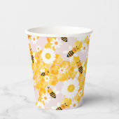 Schattig Bumble Bee Honing Kam Geel Baby shower Papieren Bekers (Voorkant)