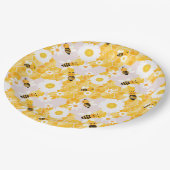 Schattig Bumble Bee Yellow Honey Comb Baby shower Papieren Bordje (Gekanteld)