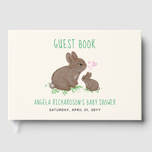 Schattig Bunnies Baby shower Gastenboek (Voorkant)