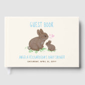 Schattig Bunnies Blauw Baby shower Gastenboek (Voorkant)