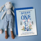 Schattig Bunny Boy Floral Verjaardag Waterverf Kaart