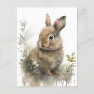 Schattig bunny briefkaart in waterverf