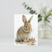 Schattig bunny briefkaart in waterverf (Staand voorkant)