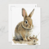 Schattig bunny briefkaart in waterverf (Voorkant / Achterkant)