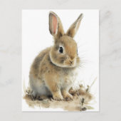 Schattig bunny briefkaart in waterverf (Voorkant)
