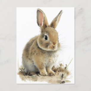 Schattig bunny briefkaart in waterverf