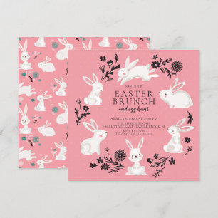 Schattig Bunny Party & Egg Hunt Paasbrunch Kaart