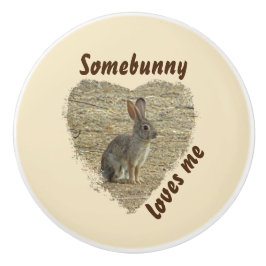 Schattig Bunny Photo Animal Pun Large Heart Keramische Knop