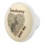 Schattig Bunny Photo Animal Pun Large Heart Keramische Knop (Rechts)