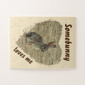 Schattig Bunny Photo Animal Pun Large Heart Legpuzzel (Horizontaal)