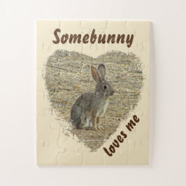Schattig Bunny Photo Animal Pun Large Heart Legpuzzel