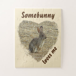 Schattig Bunny Photo Animal Pun Large Heart Legpuzzel