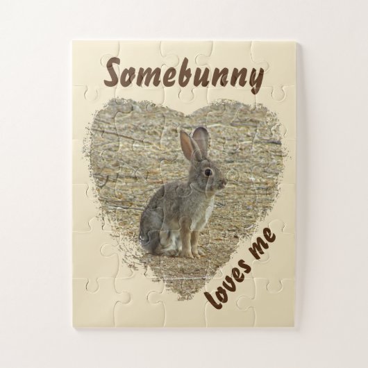Schattig Bunny Photo Animal Pun Large Heart Legpuzzel (Verticaal)