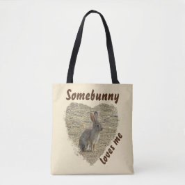 Schattig Bunny Photo Animal Pun Large Heart Tote Bag