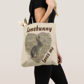 Schattig Bunny Photo Animal Pun Large Heart Tote Bag (Dichtbij)