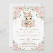 Schattig Bunny Rabbit Blush Floral Baby shower Kaart (Voorkant)